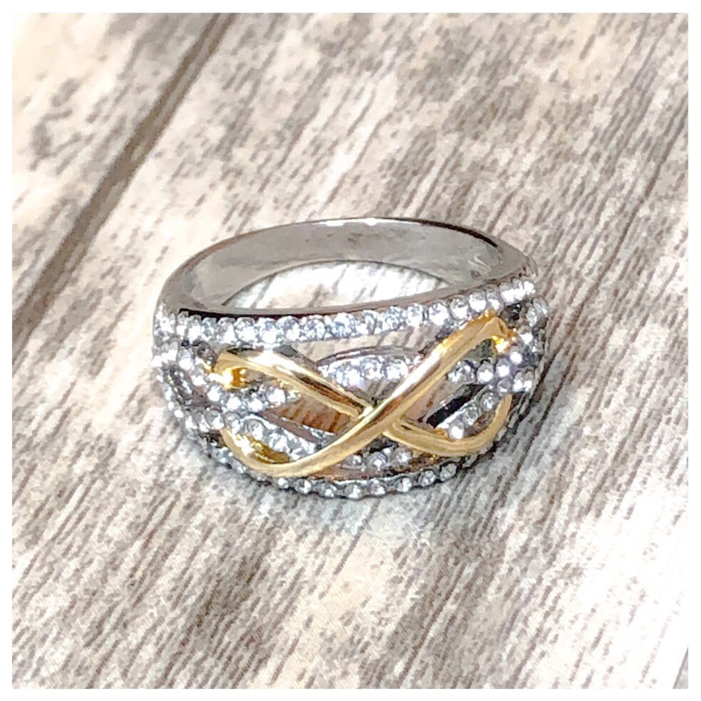 💕Sterling Silver Ring w Gold Forever Eight💕 - Picture 1 of 4